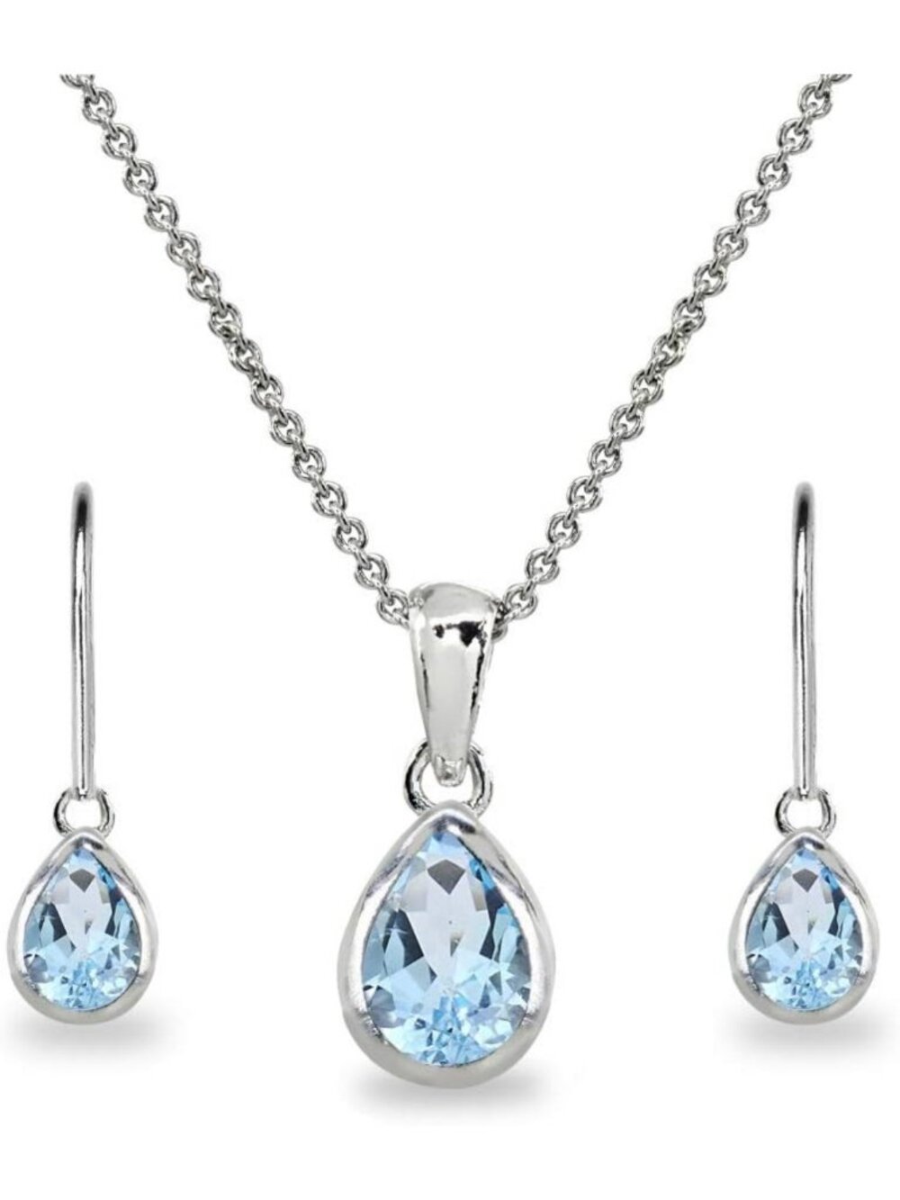 Stunning Birthstone Jewelry Set for Women - Teardrop Pendant Necklace & Dangle